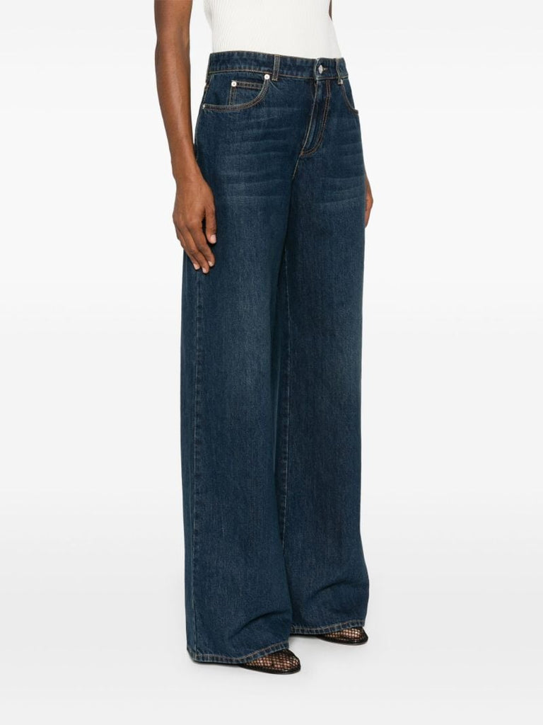 Whiskered Wide-leg Jeans