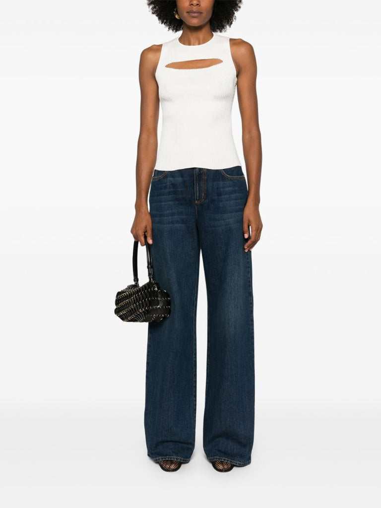 Whiskered Wide-leg Jeans