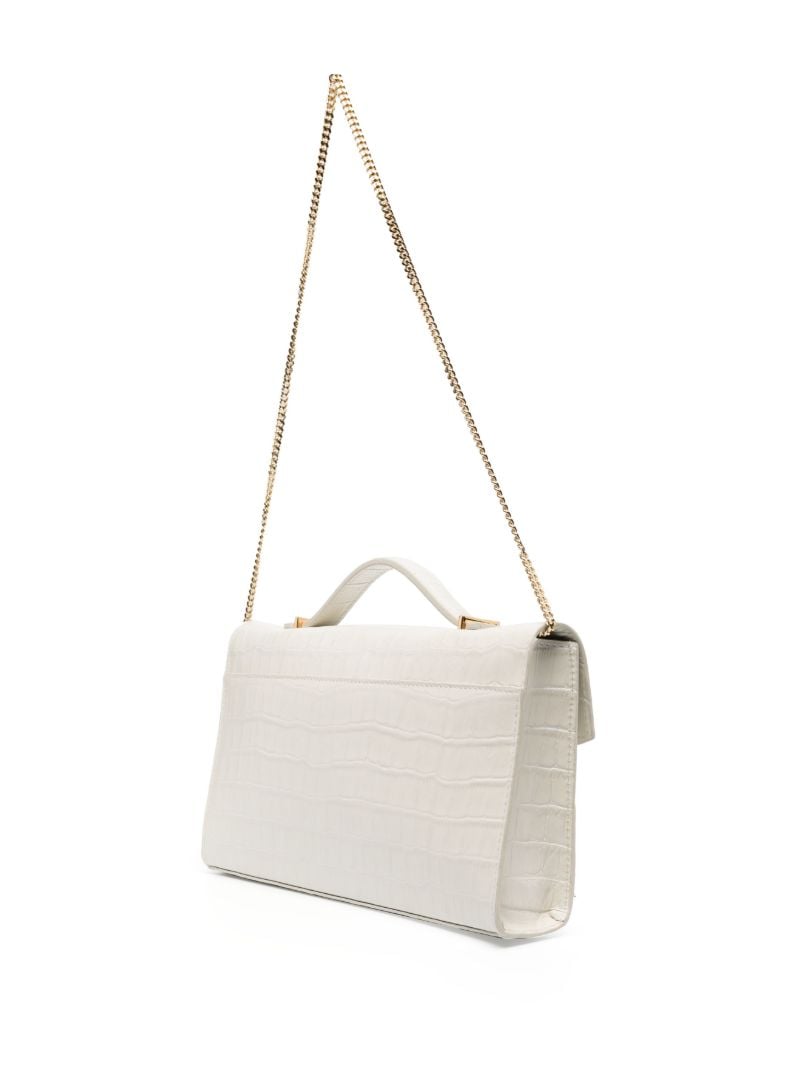 White Vancouver Crocodile-embossed Shoulder Bag
