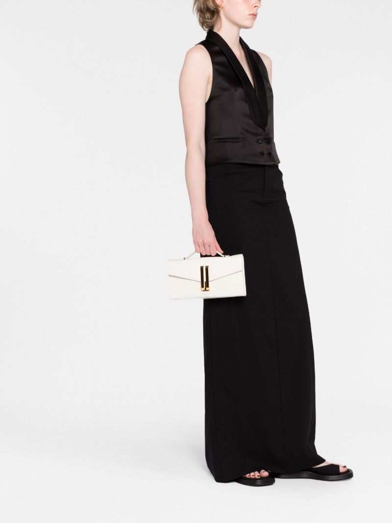 White Vancouver Crocodile-embossed Shoulder Bag