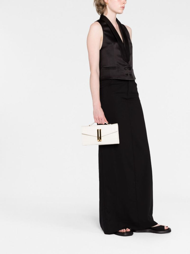 White Vancouver Crocodile-embossed Shoulder Bag