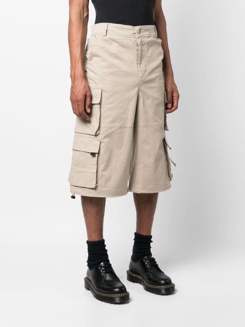 Neutral Wide-leg Cotton Cargo Shorts