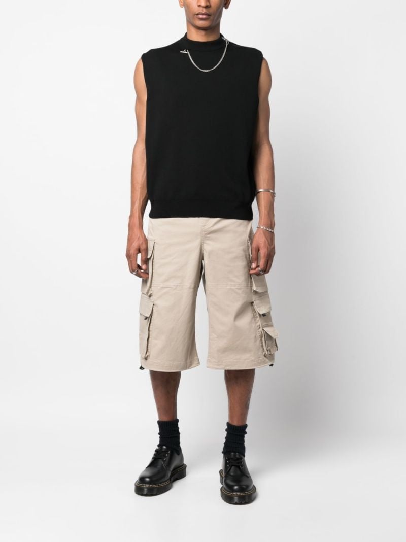 Neutral Wide-leg Cotton Cargo Shorts