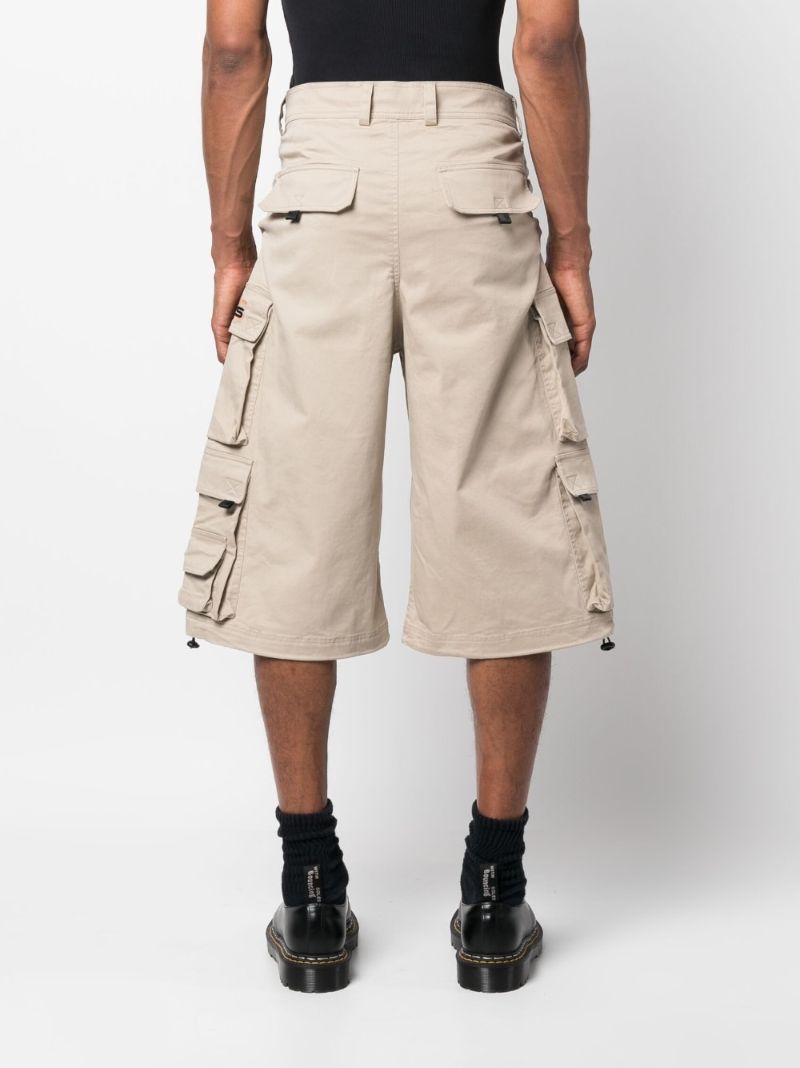 Neutral Wide-leg Cotton Cargo Shorts