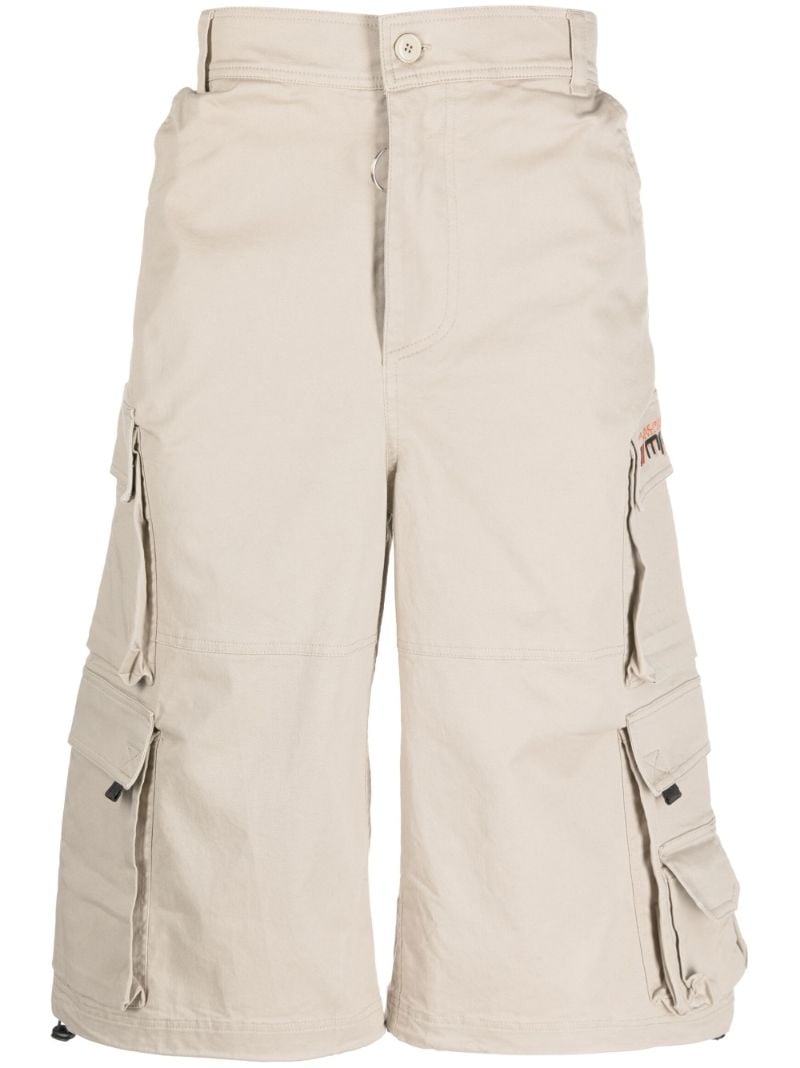 Neutral Wide-leg Cotton Cargo Shorts