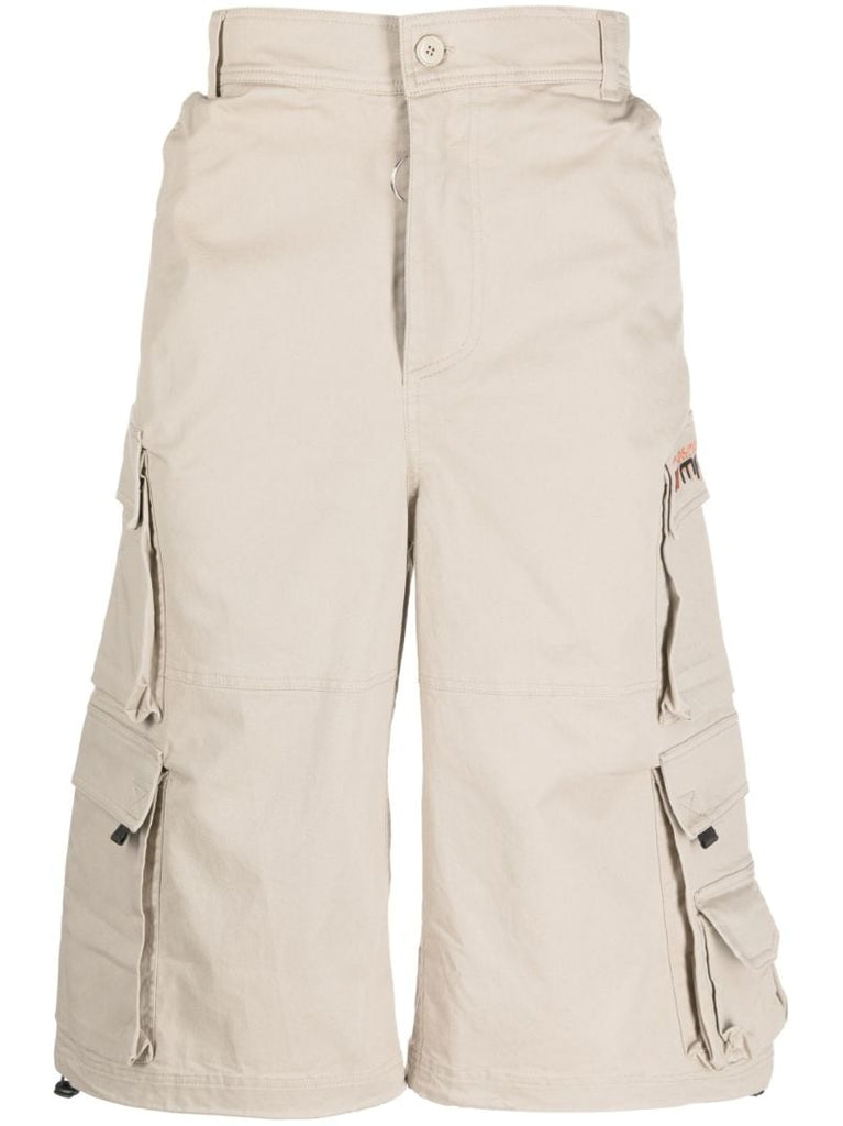 Neutral Wide-leg Cotton Cargo Shorts