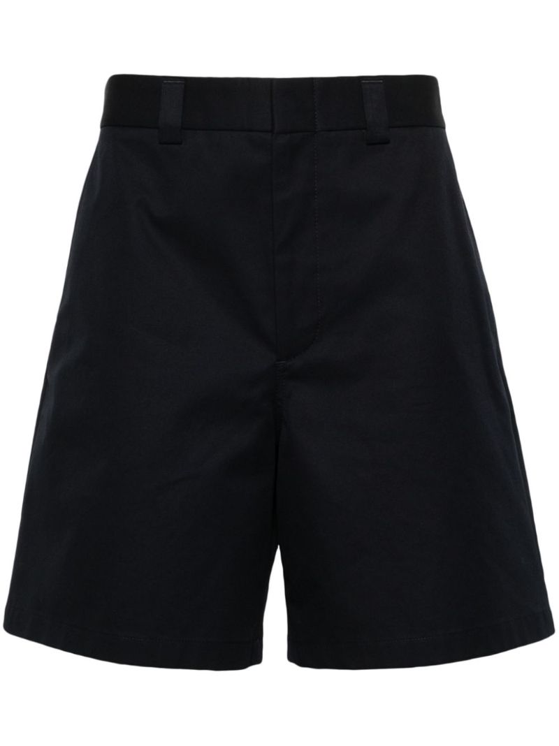 Blue Cotton Wide-leg Shorts