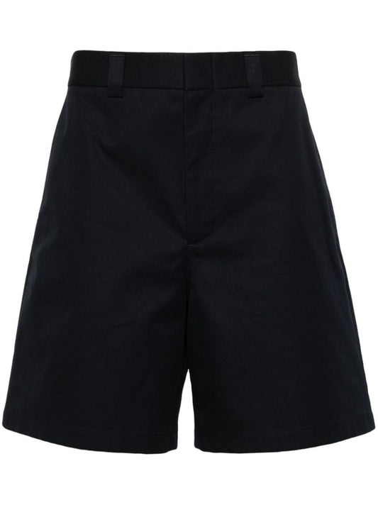 Blue Cotton Wide-leg Shorts