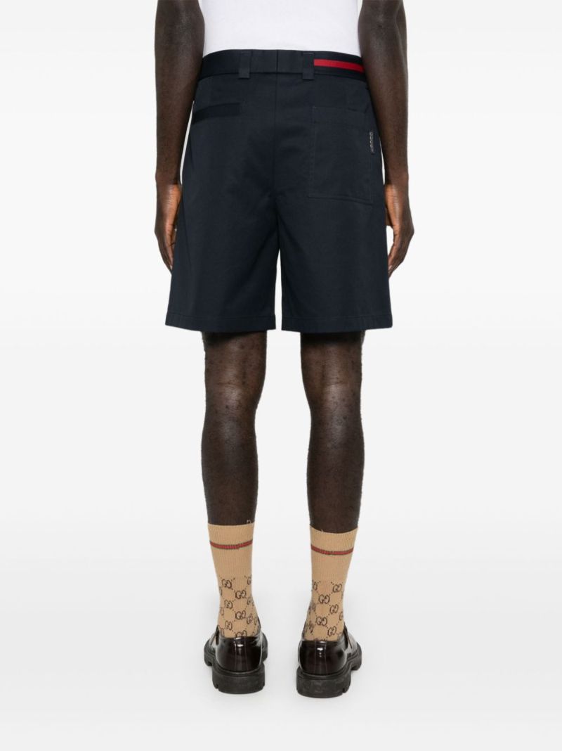 Blue Cotton Wide-leg Shorts