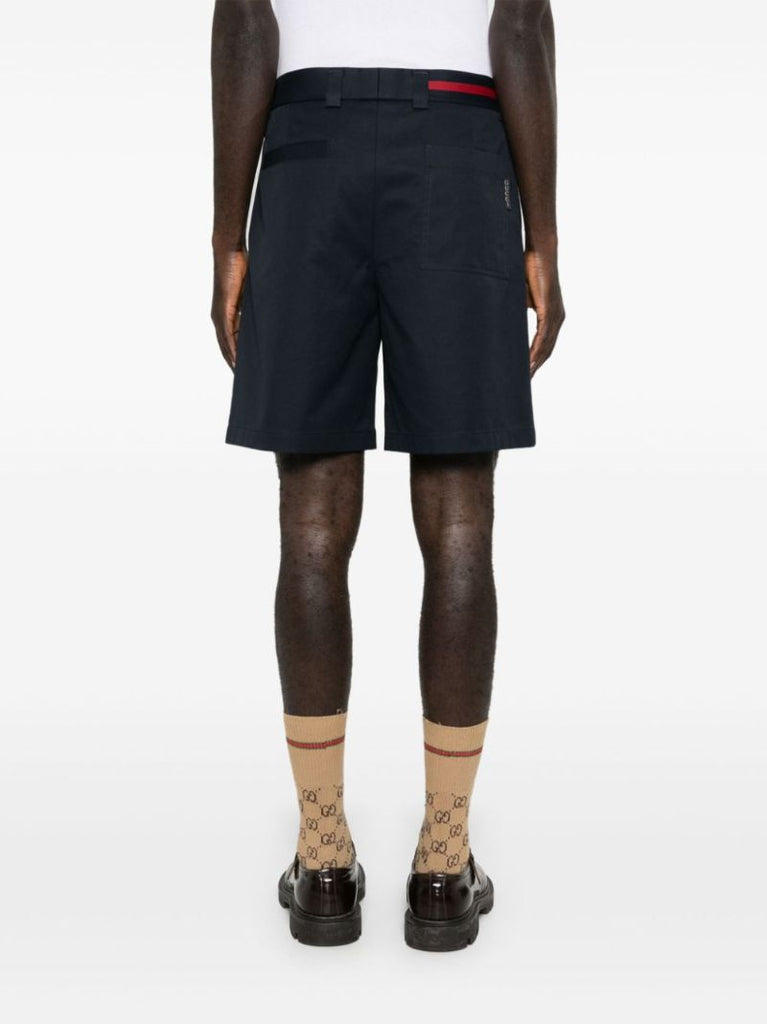 Blue Cotton Wide-leg Shorts