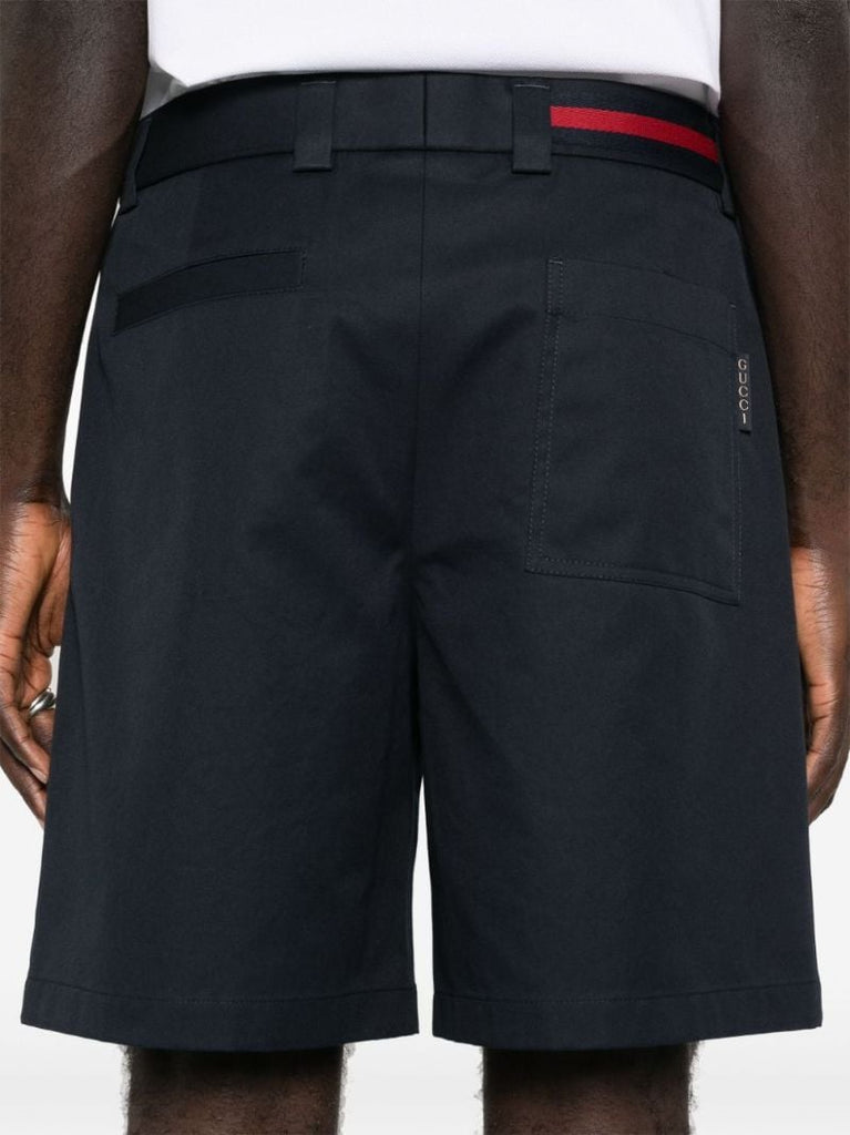 Blue Cotton Wide-leg Shorts