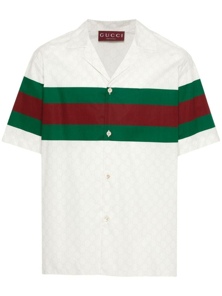 White Gg Web Cotton Shirt