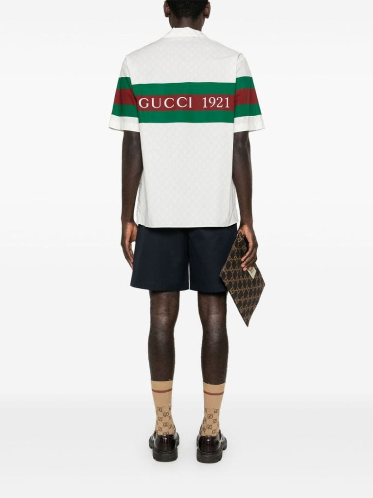 White Gg Web Cotton Shirt