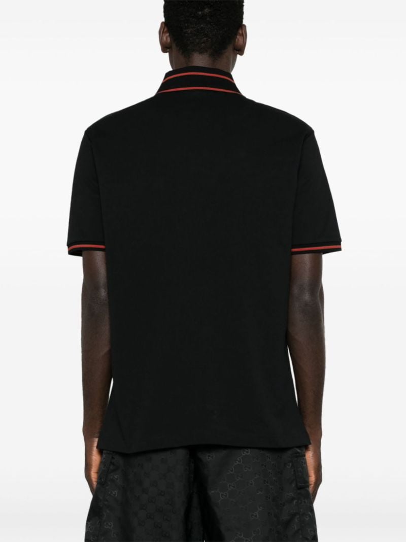 Black Web Collar Cotton Polo Shirt