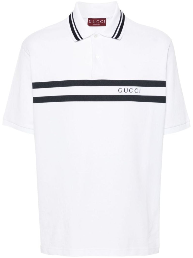 White Logo-print Cotton Polo Shirt
