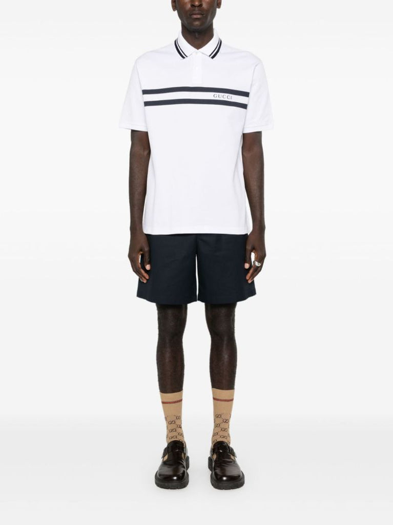 White Logo-print Cotton Polo Shirt