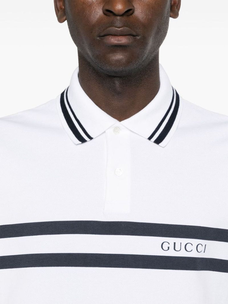 White Logo-print Cotton Polo Shirt