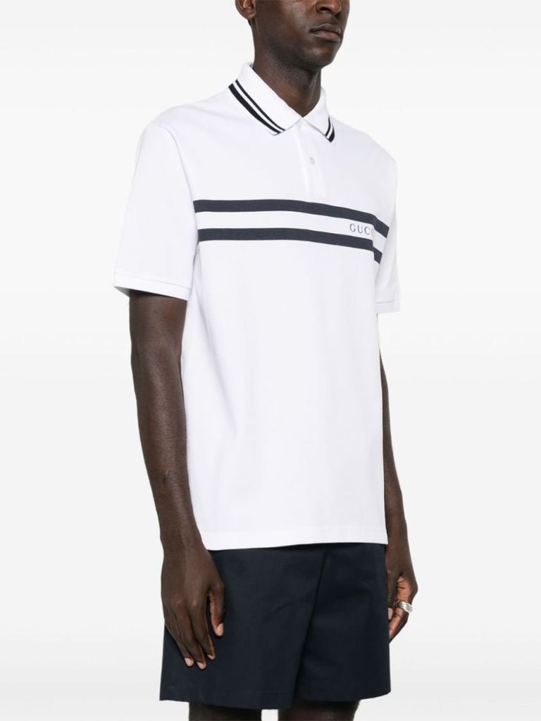White Logo-print Cotton Polo Shirt