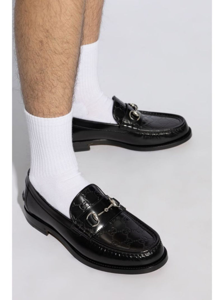 Black Horsebit Leather Loafers