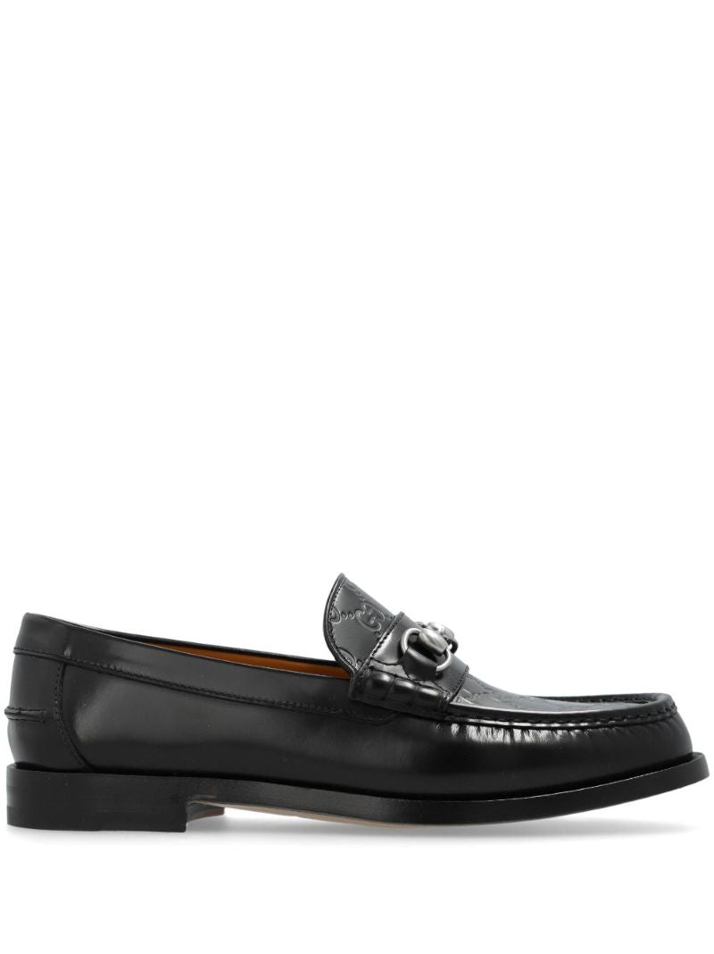 Black Horsebit Leather Loafers