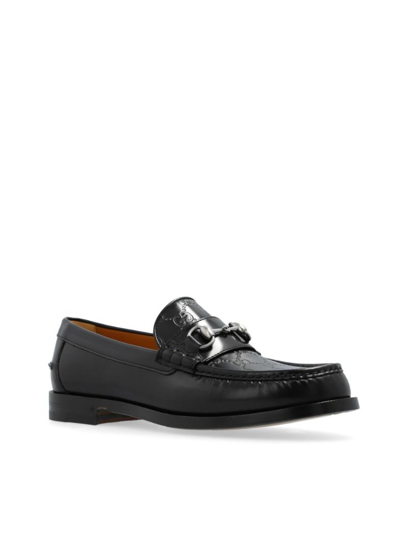 Black Horsebit Leather Loafers