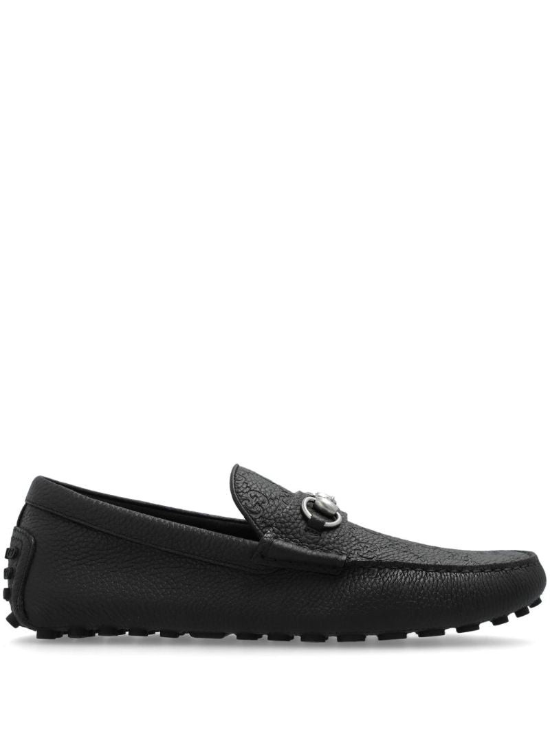 Black Horsebit Leather Loafers