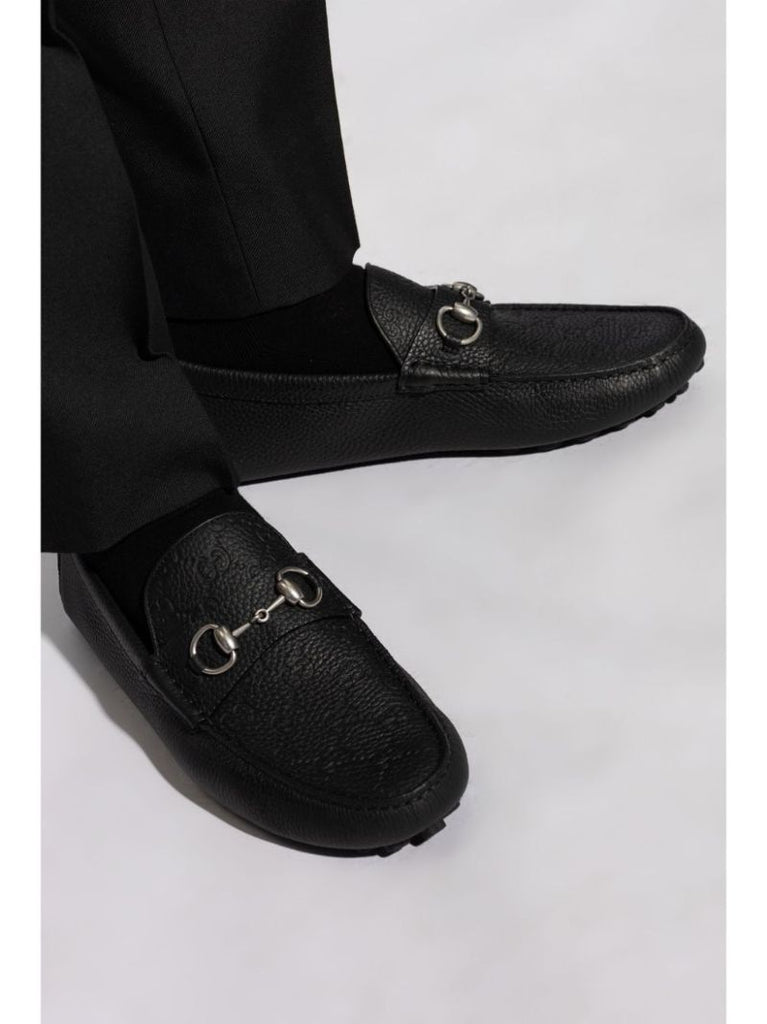 Black Horsebit Leather Loafers