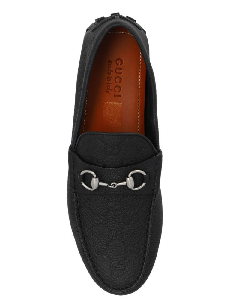 Black Horsebit Leather Loafers