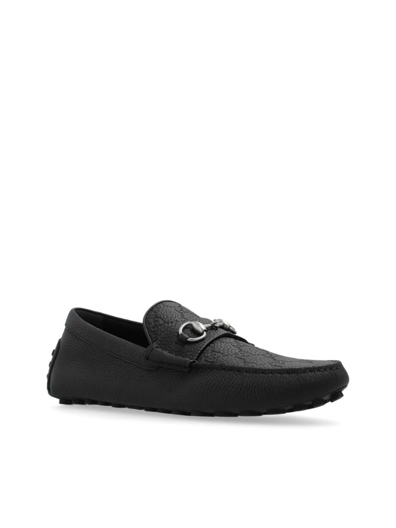 Black Horsebit Leather Loafers