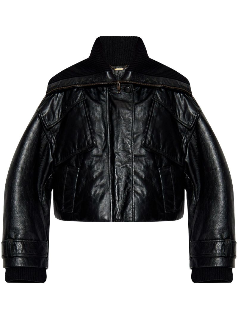 Black Leather Bomber Jacket