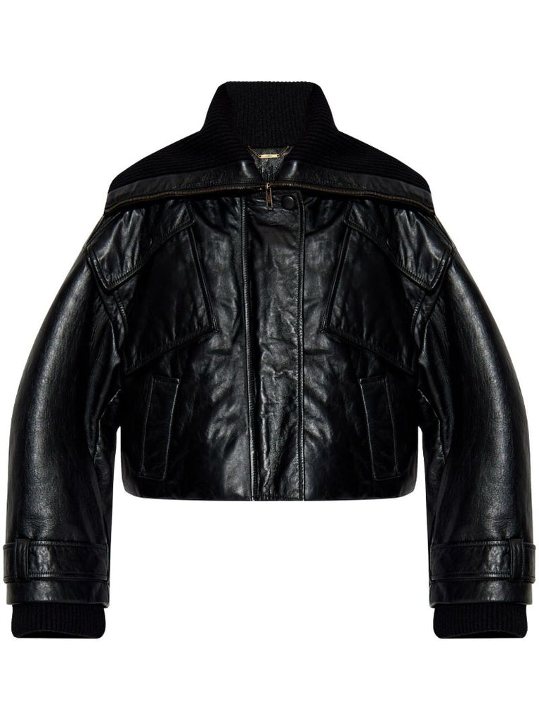 Black Leather Bomber Jacket