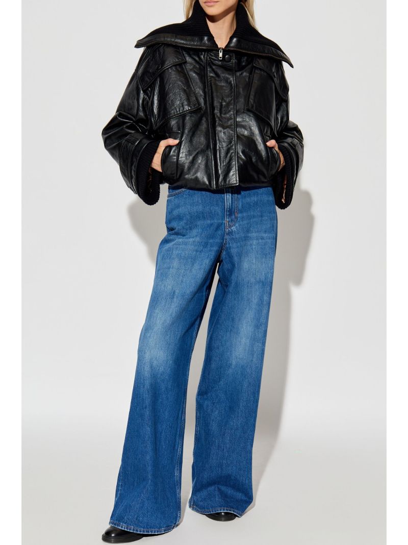 Black Leather Bomber Jacket