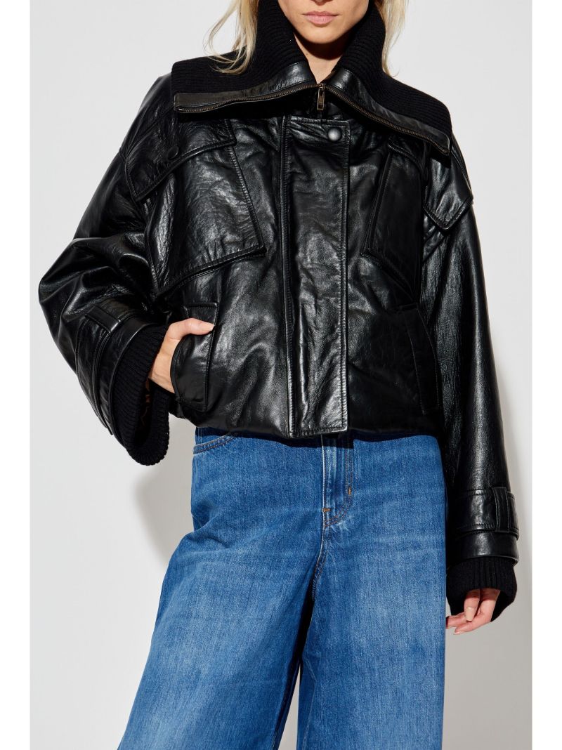 Black Leather Bomber Jacket