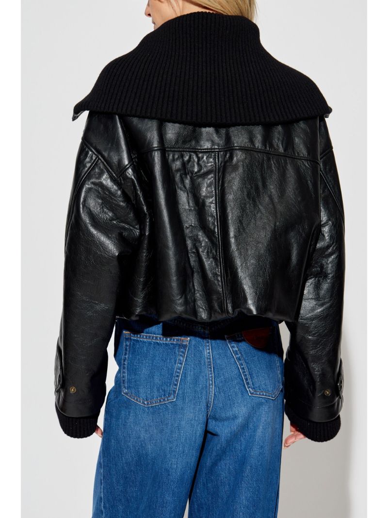 Black Leather Bomber Jacket