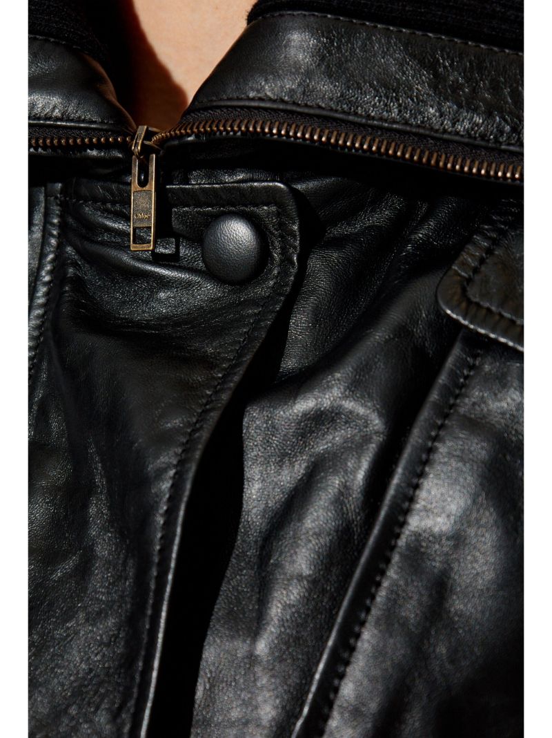 Black Leather Bomber Jacket