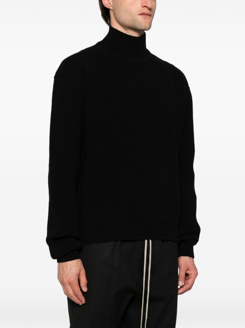 Black Fisherman's-knit Wool Sweater