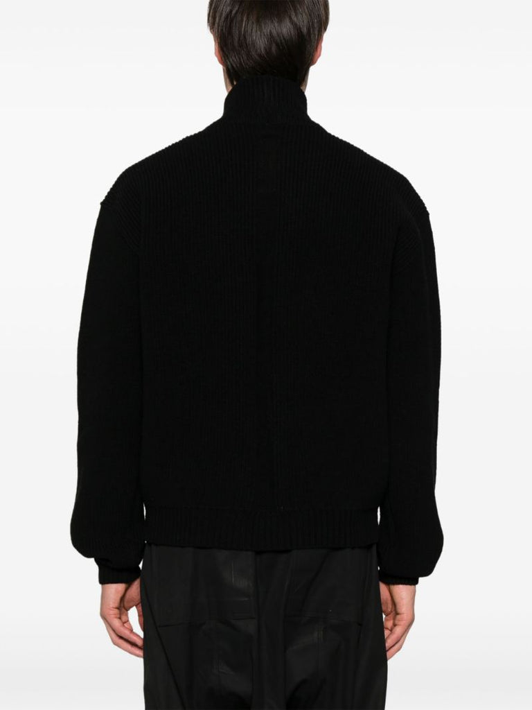 Black Fisherman's-knit Wool Sweater