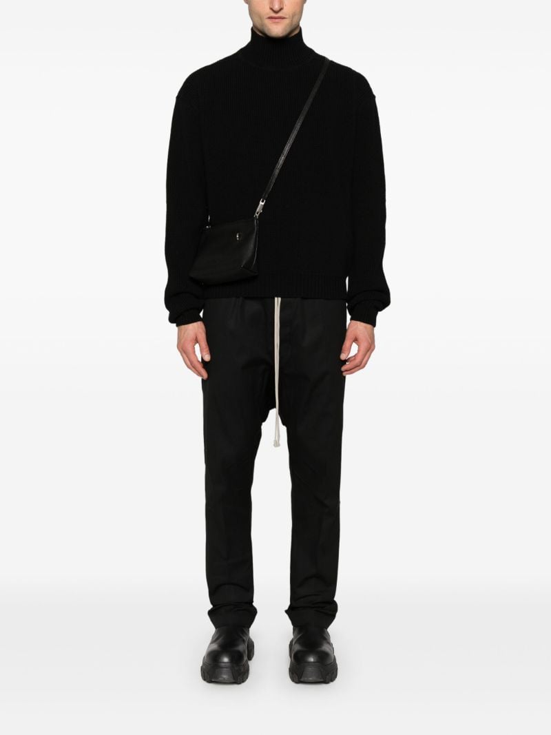 Black Fisherman's-knit Wool Sweater