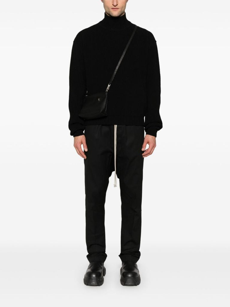 Black Drop-crotch Cotton Trousers