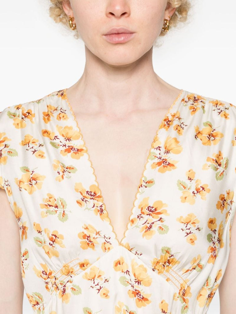 Neutral  Dianne Floral-print Mini Dress