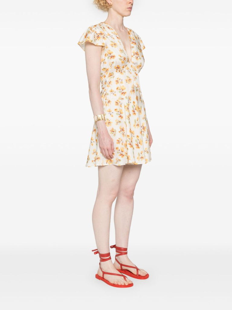 Neutral  Dianne Floral-print Mini Dress