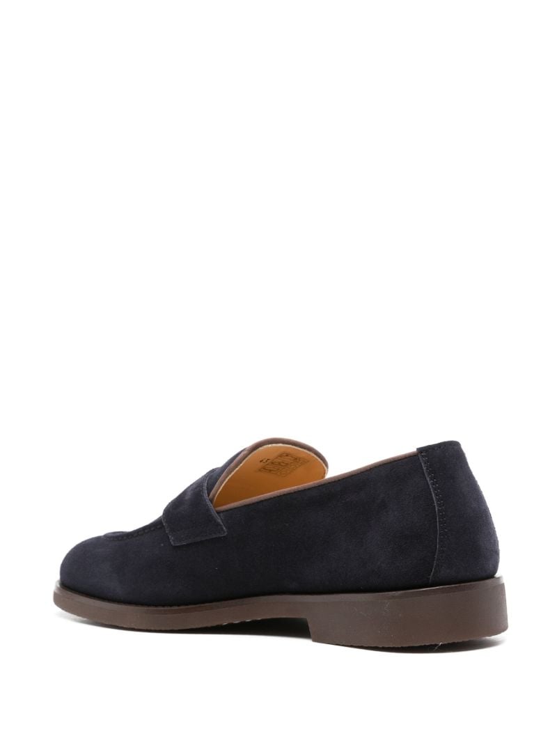 Blue Suede Penny Loafers