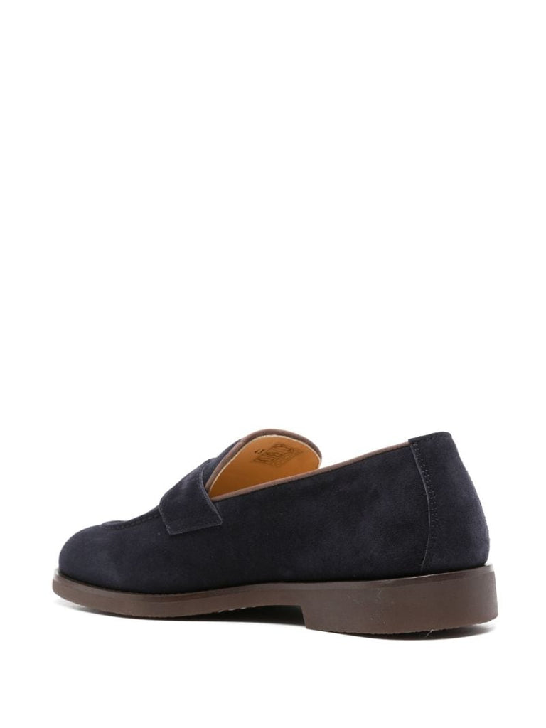 Blue Suede Penny Loafers