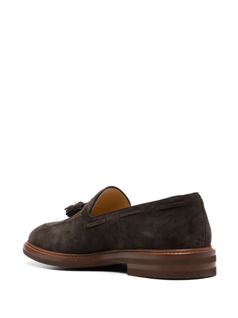 Brown Tassel Suede Loafers