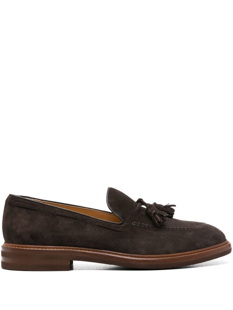 Brown Tassel Suede Loafers