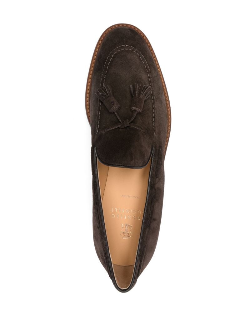 Brown Tassel Suede Loafers