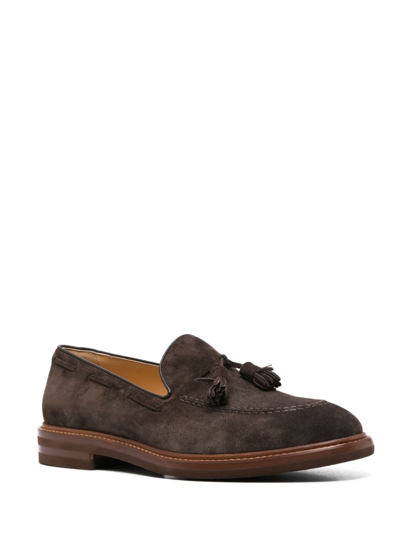 Brown Tassel Suede Loafers