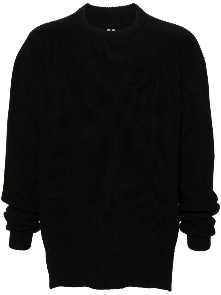 Black Fisherman's-knit Wool Sweater