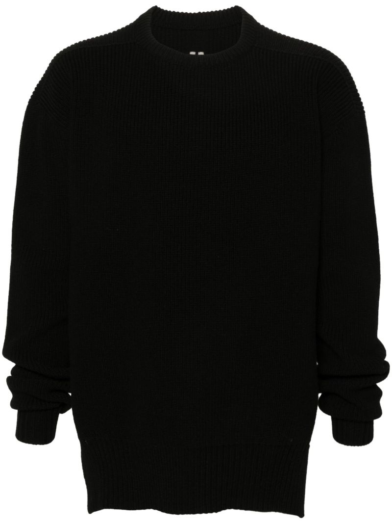 Black Fisherman's-knit Wool Sweater