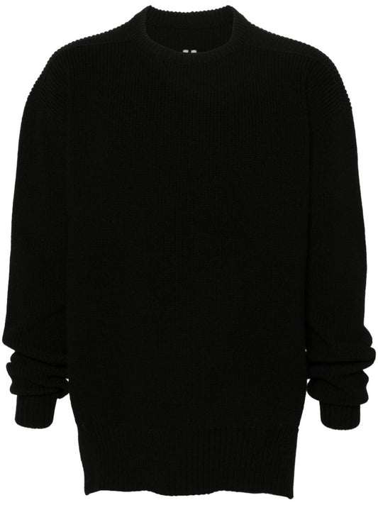 Black Fisherman's-knit Wool Sweater